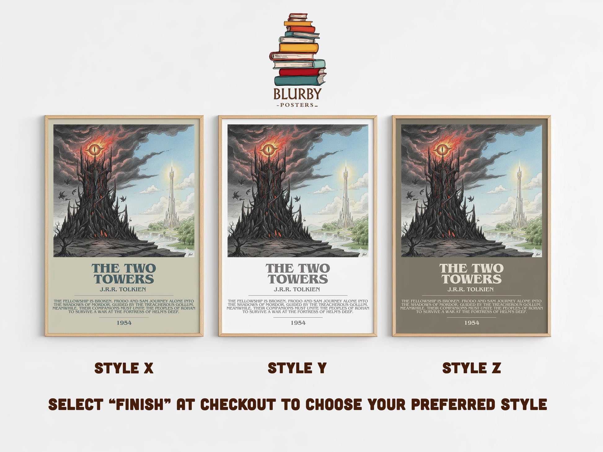 The Two Towers by J.R.R. Tolkien | Book Poster | Literary Art Gift For Book Lover | Novel Inspired Wall Art | Free Delivery