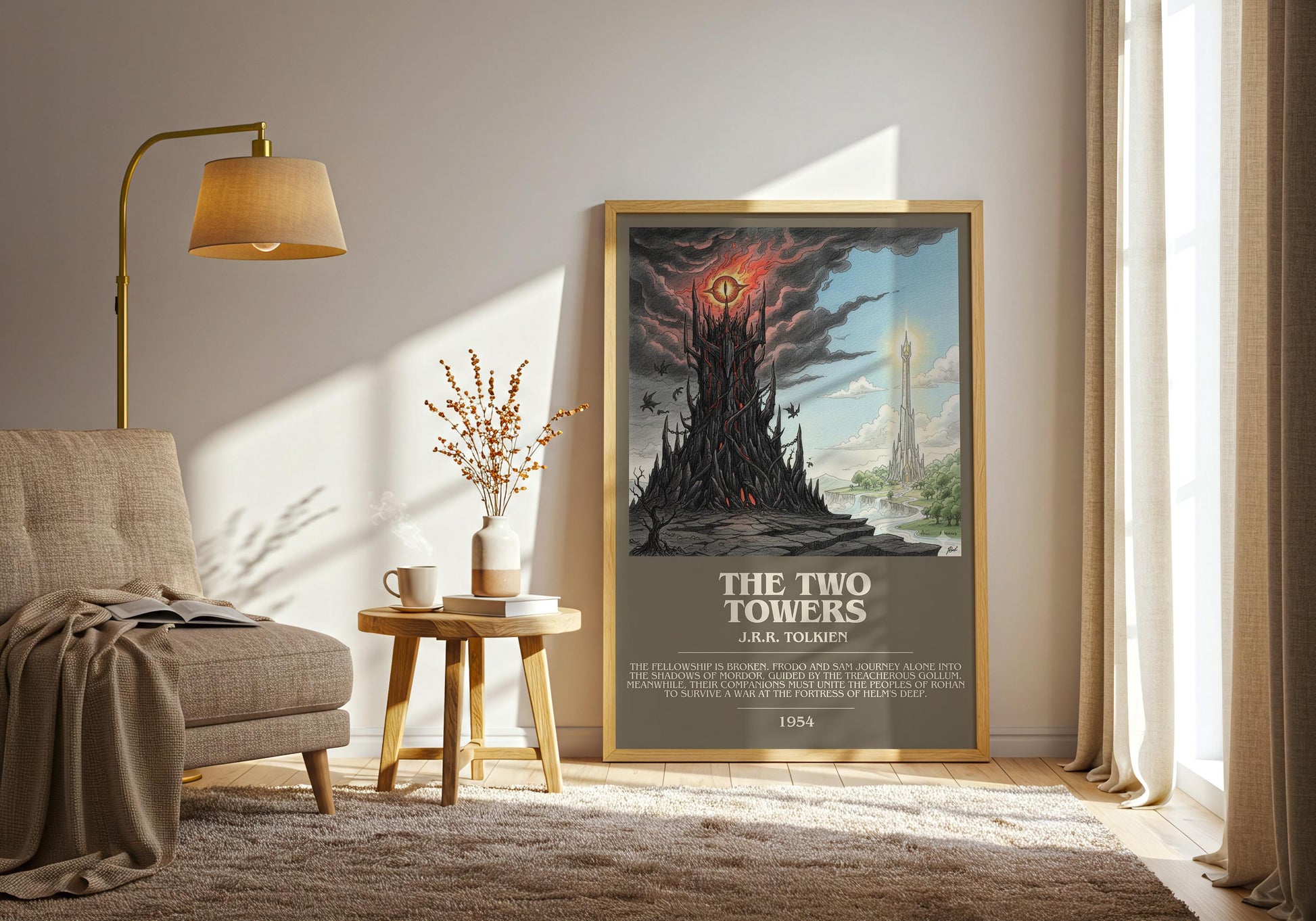The Two Towers by J.R.R. Tolkien | Book Poster | Literary Art Gift For Book Lover | Novel Inspired Wall Art | Free Delivery