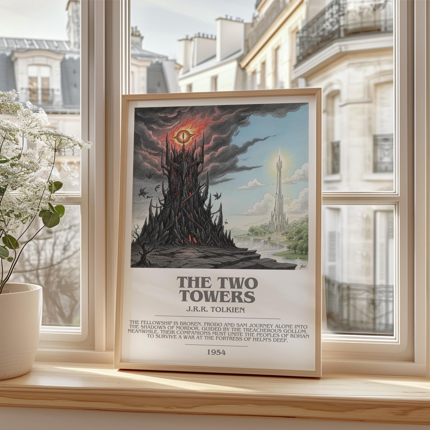 The Two Towers by J.R.R. Tolkien | Book Poster | Literary Art Gift For Book Lover | Novel Inspired Wall Art | Free Delivery