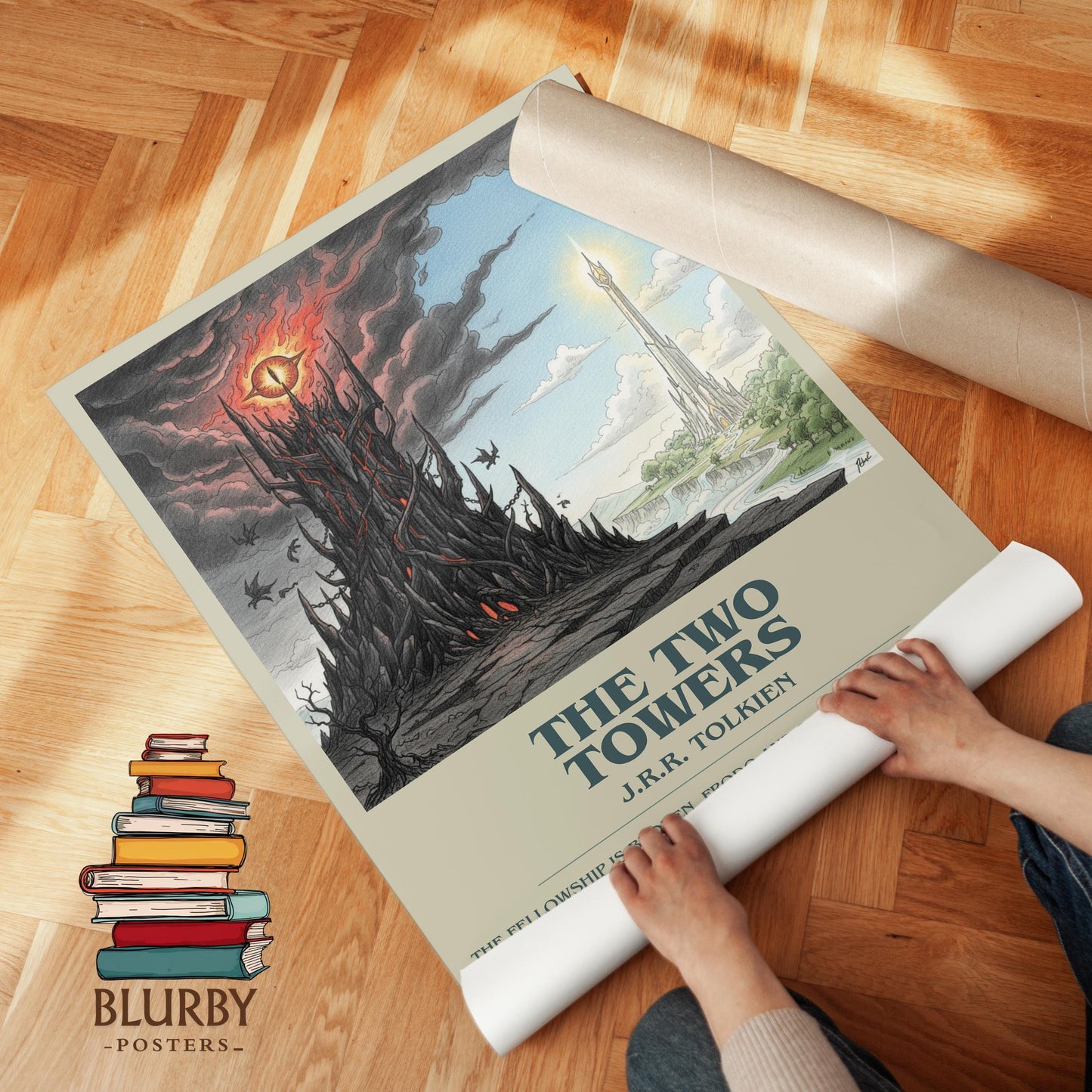 The Two Towers by J.R.R. Tolkien | Book Poster | Literary Art Gift For Book Lover | Novel Inspired Wall Art | Free Delivery