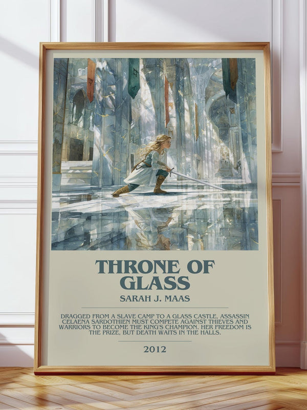Throne of Glass bookish print in frame leaning in hallway – fantasy wall art