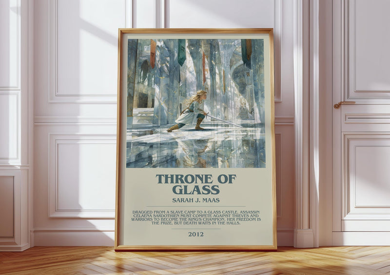 Throne of Glass bookish print in frame leaning in hallway – fantasy wall art