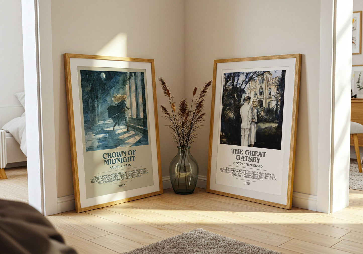 Crown of Midnight bookish poster paired in gallery wall – literary art prints