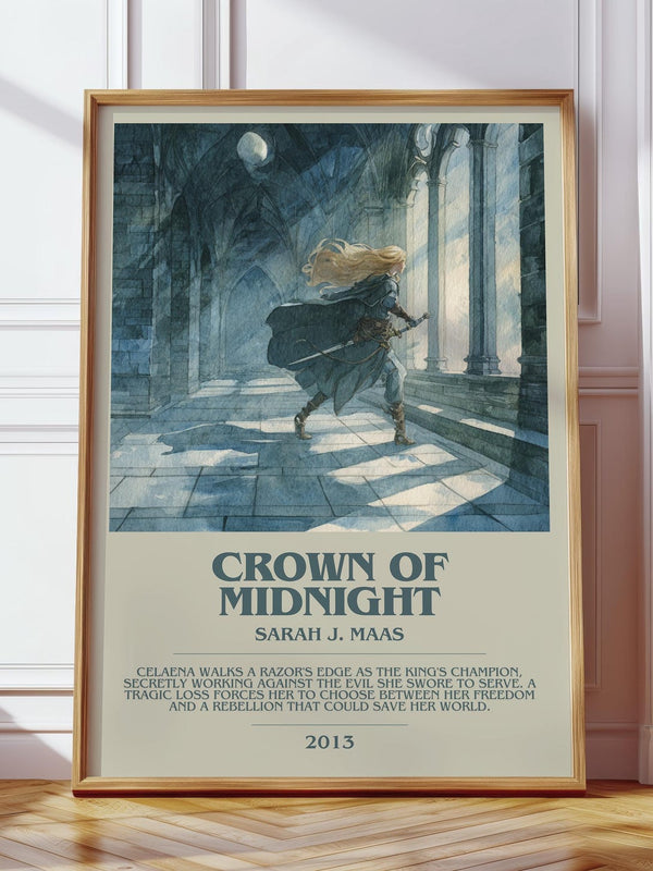 Crown of Midnight bookish print in frame leaning in hallway – fantasy wall art