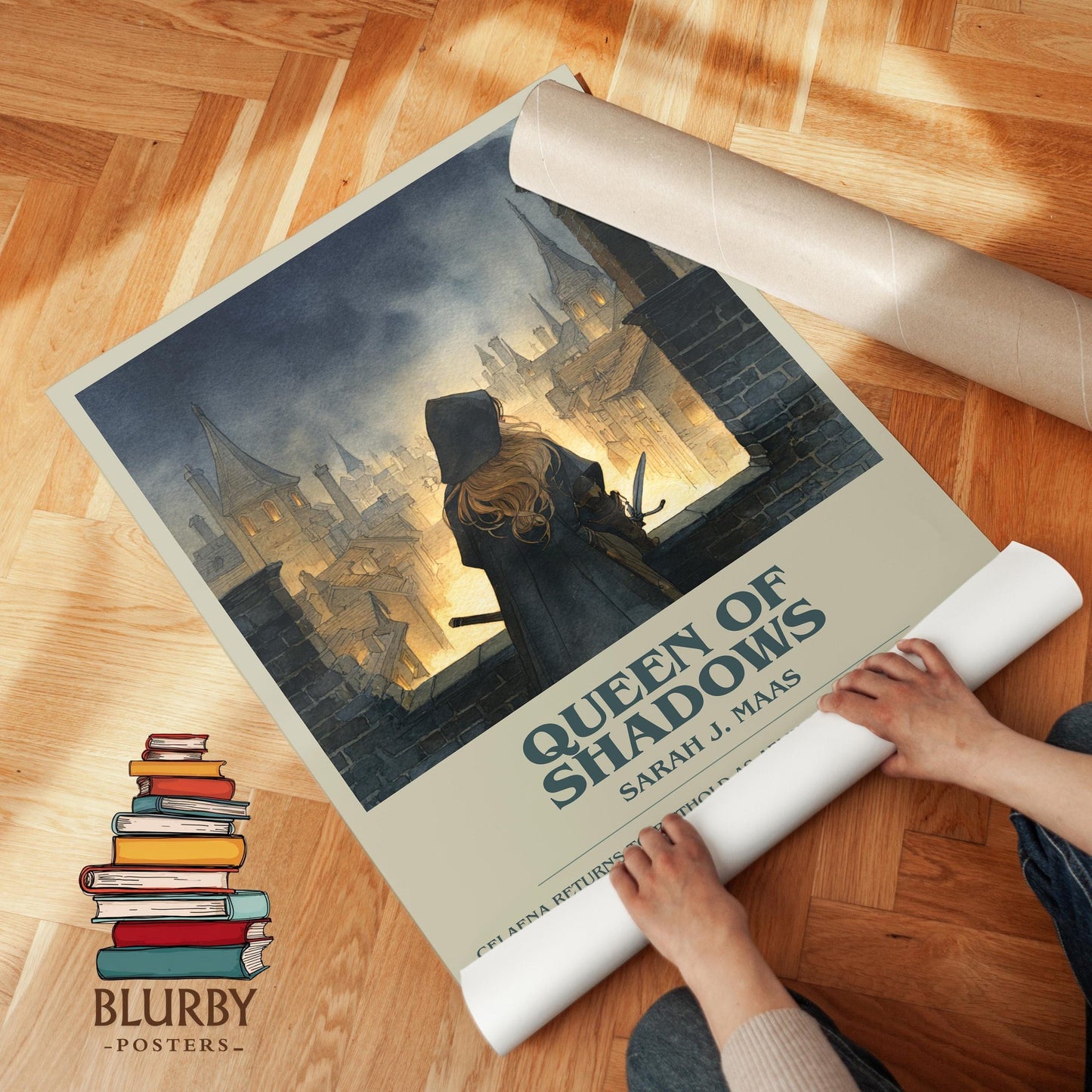 Queen of Shadows book poster packaging – museum-quality print rolled in protective tube
