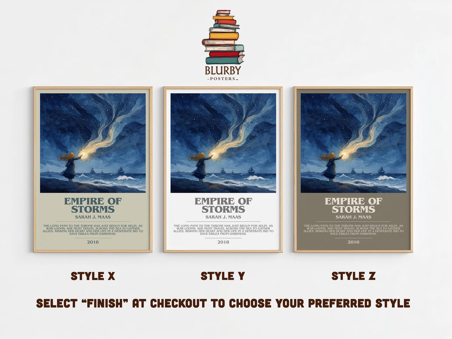 Empire of Storms bookish poster colour and style options – Sarah J. Maas book art