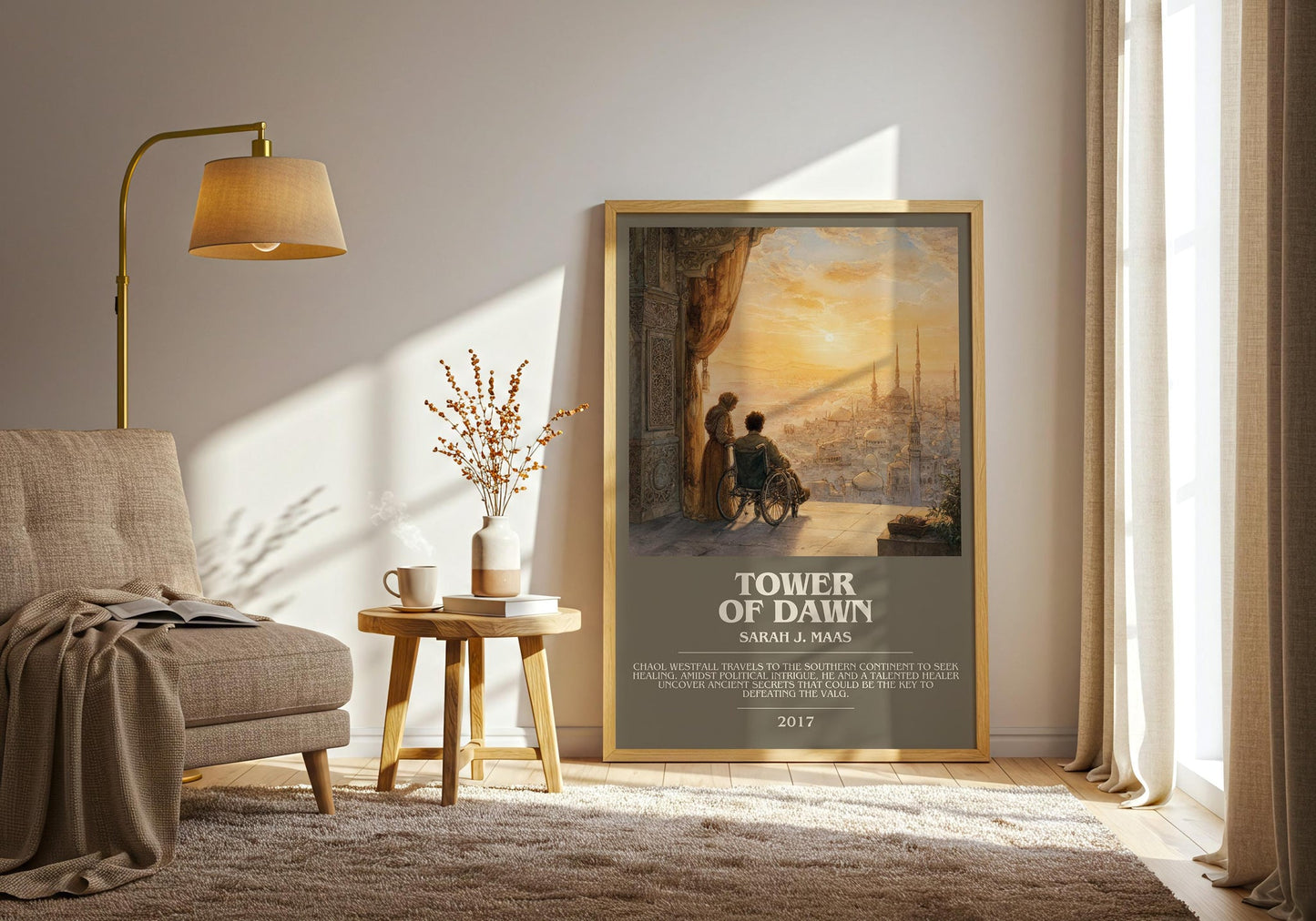 Tower of Dawn bookish print on bookshelf – Sarah J. Maas fan gift