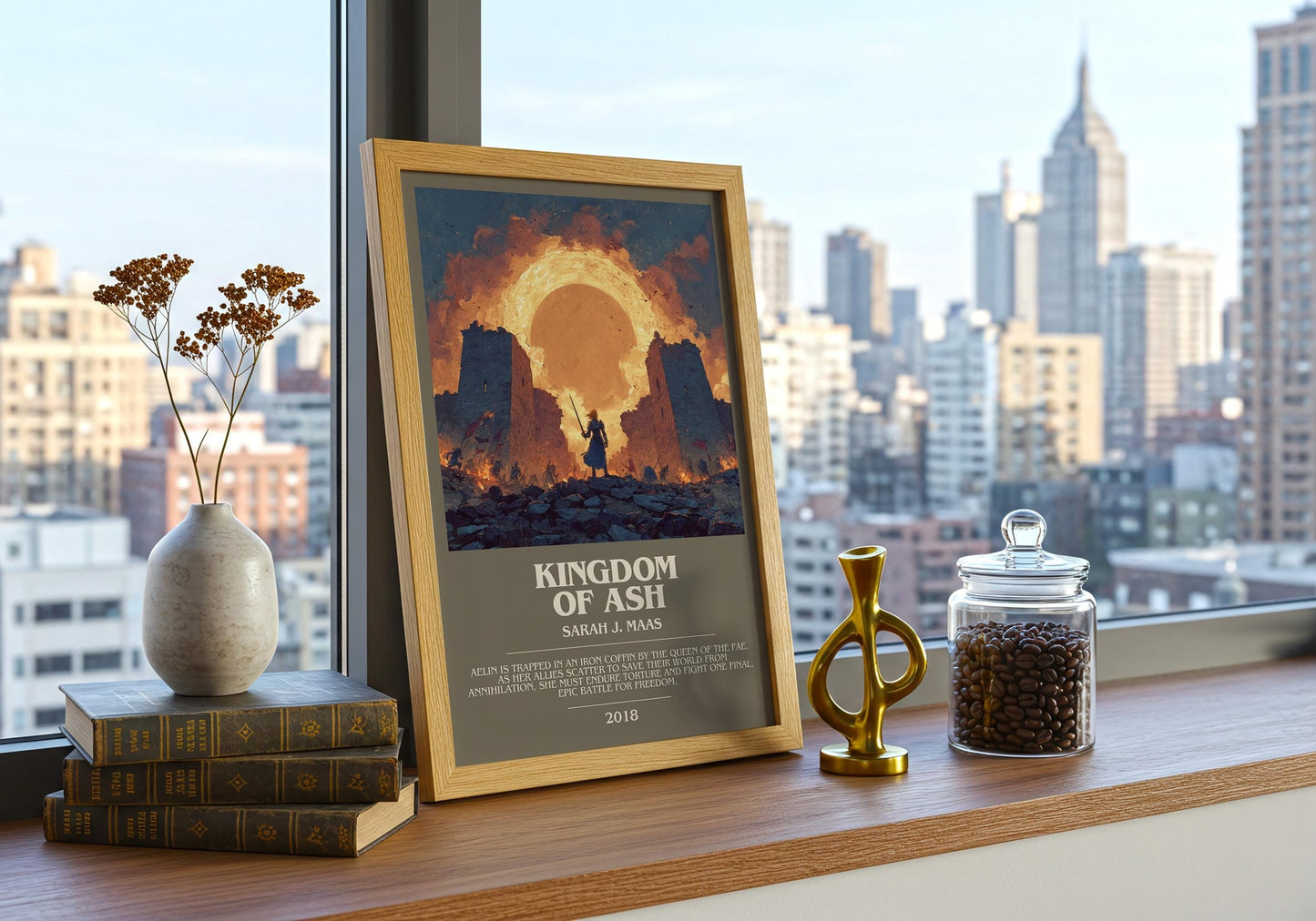 Kingdom of Ash bookish book poster framed on wall – fantasy wall art