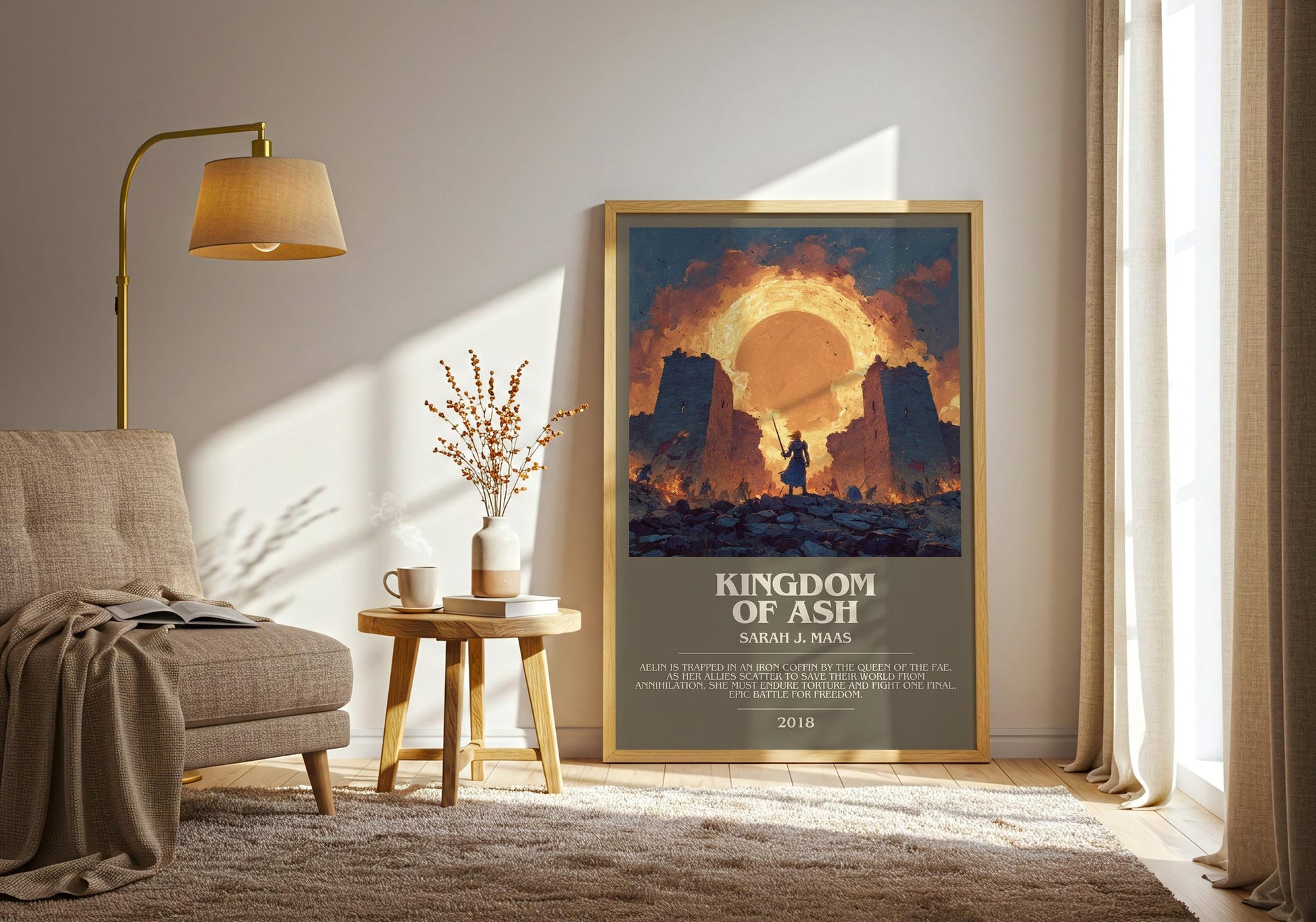 Kingdom of Ash bookish print on bookshelf – Sarah J. Maas fan gift