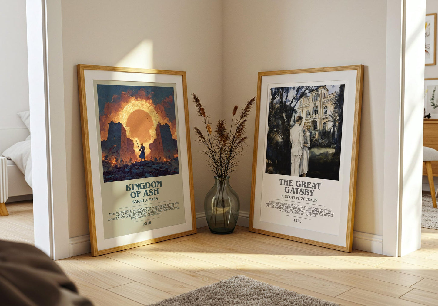 Kingdom of Ash bookish poster paired in gallery wall – literary art prints