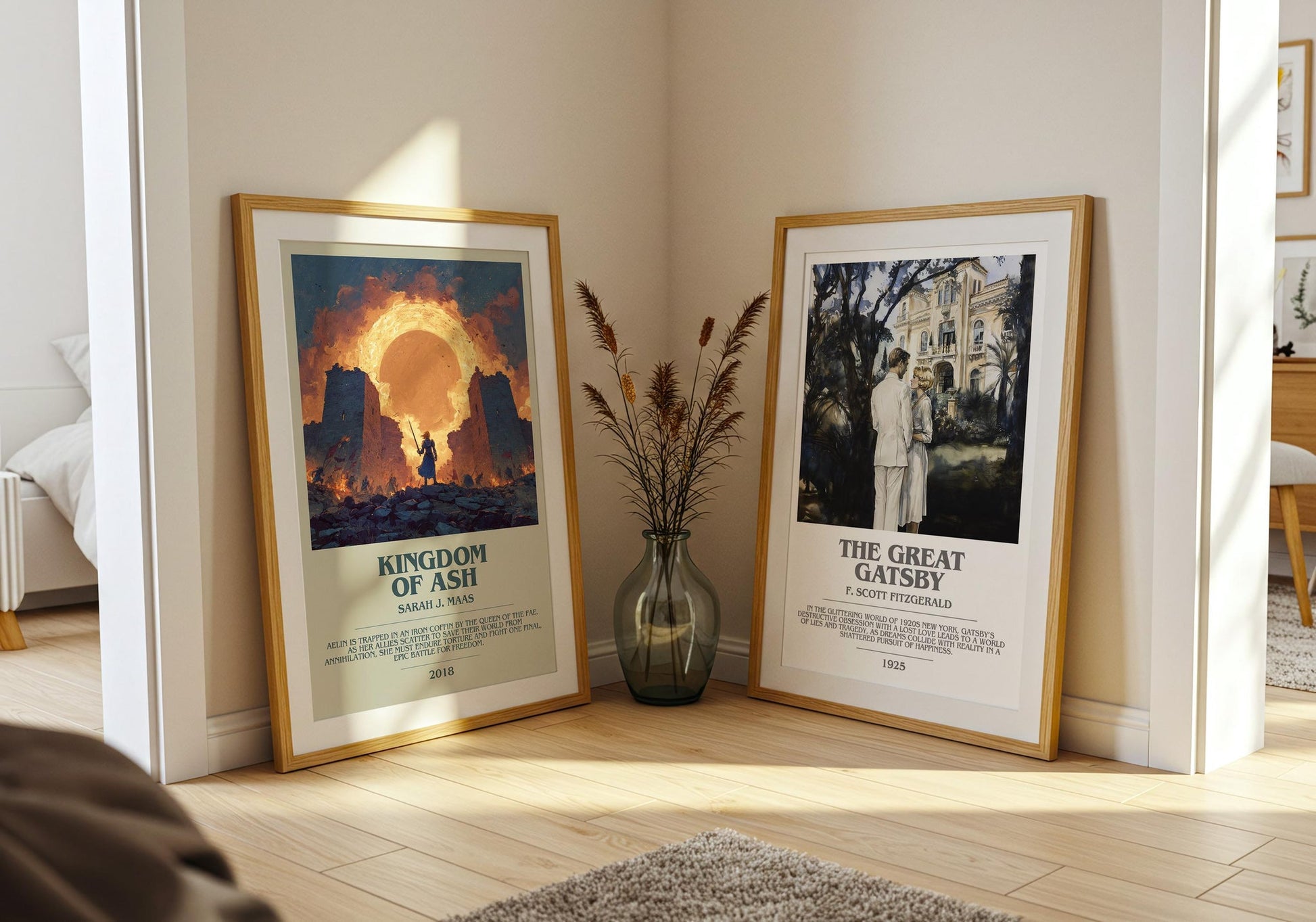 Kingdom of Ash bookish poster paired in gallery wall – literary art prints
