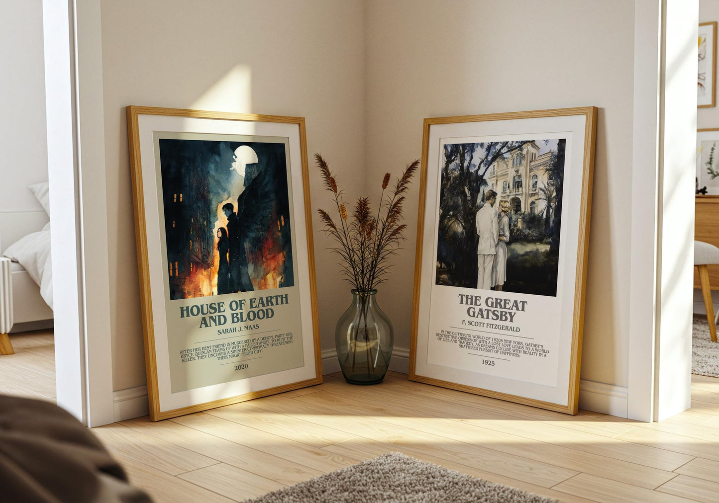 House of Earth and Blood bookish poster paired in gallery wall – literary art prints