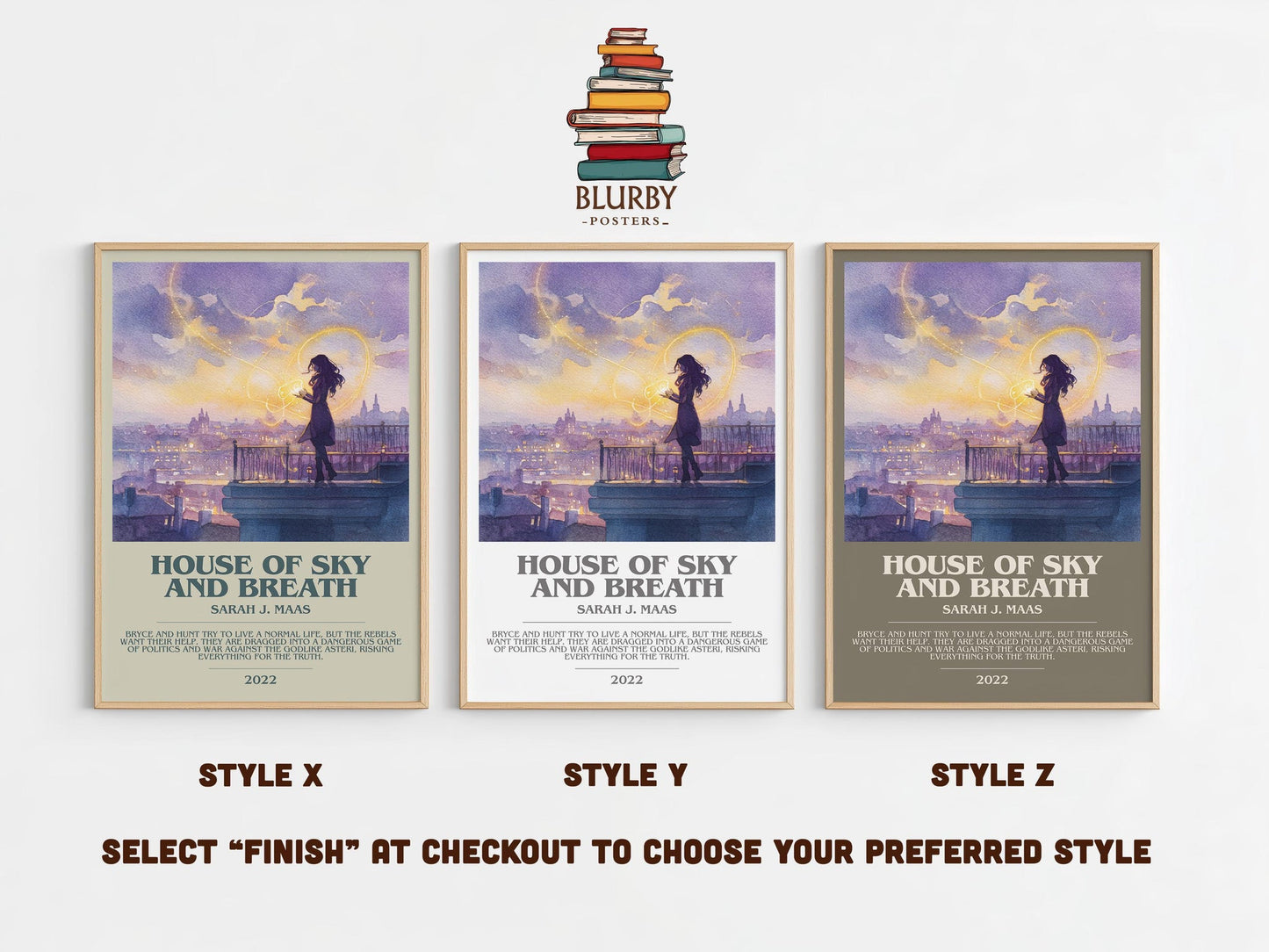 House of Sky and Breath bookish poster colour and style options – Sarah J. Maas book art