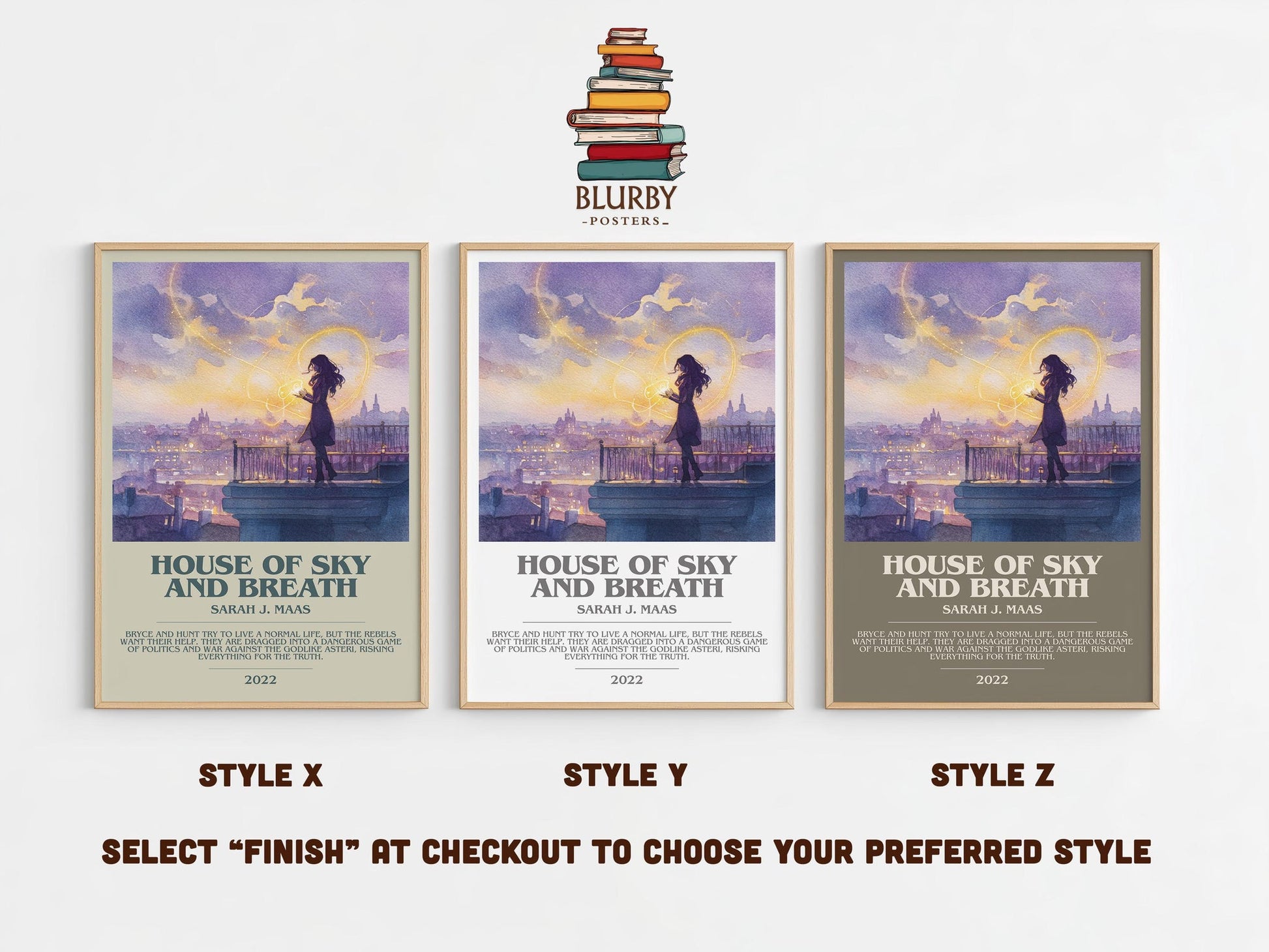 House of Sky and Breath bookish poster colour and style options – Sarah J. Maas book art