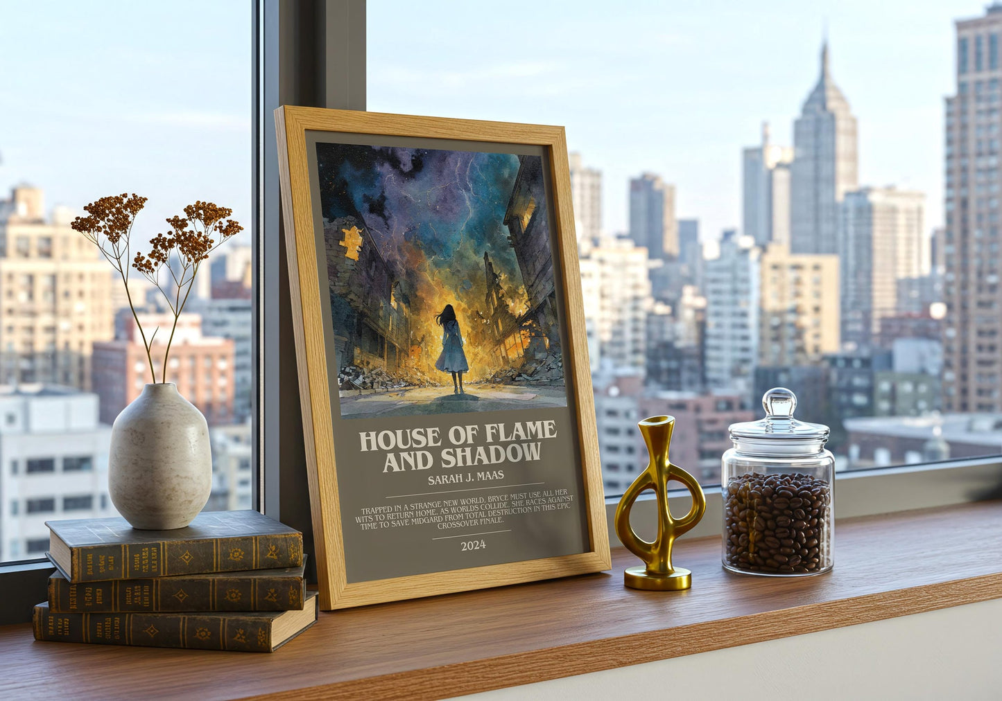 House Of Flame And Shadow bookish book poster framed on wall – fantasy wall art