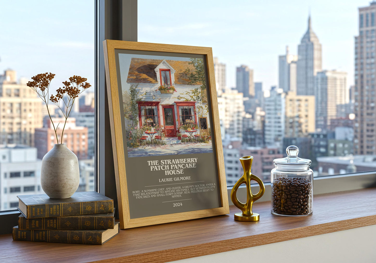 The Strawberry Patch Pancake House bookish book poster framed on wall – romance wall art