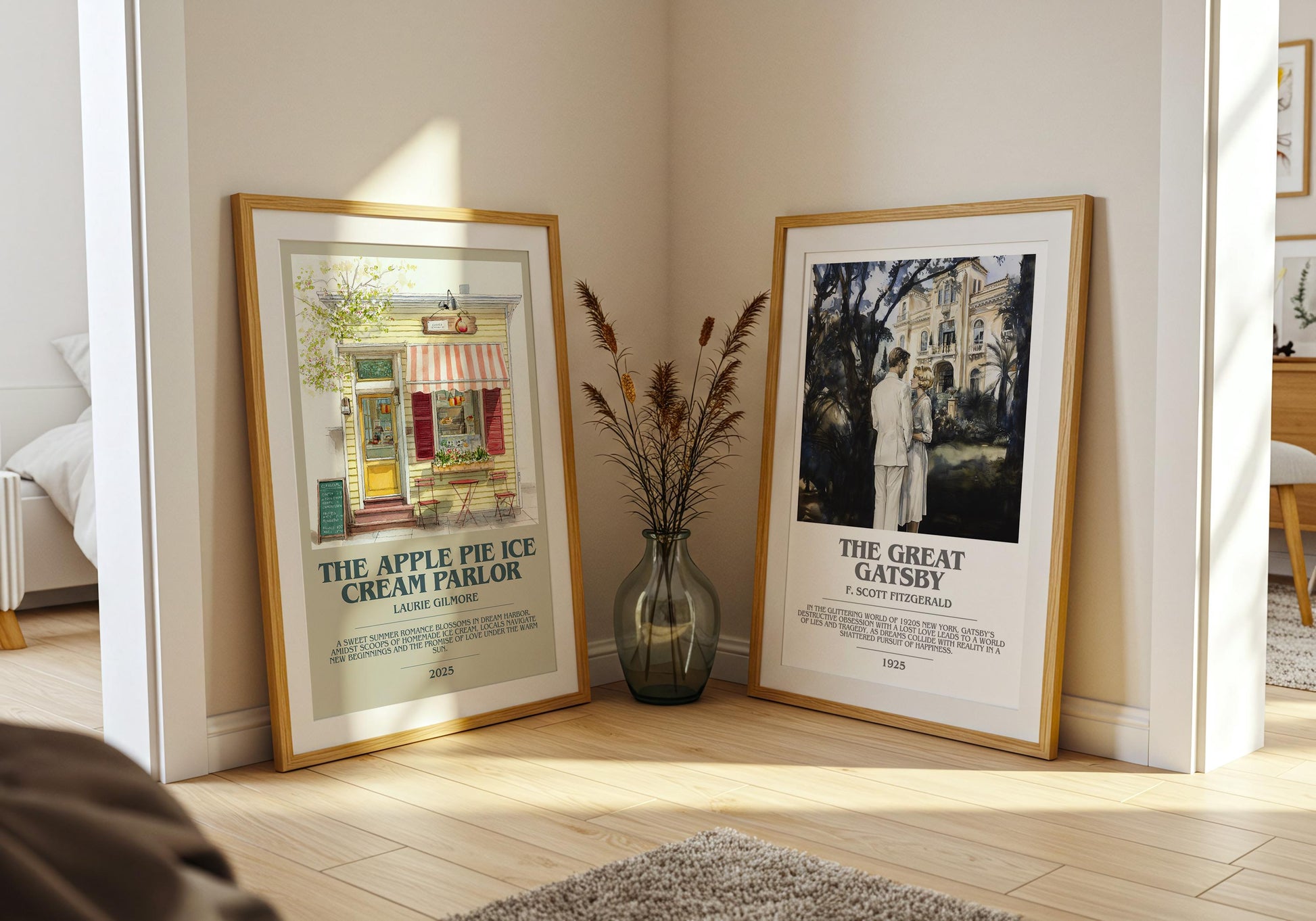 The Apple Pie Ice Cream Parlor bookish poster paired in gallery wall – literary art prints