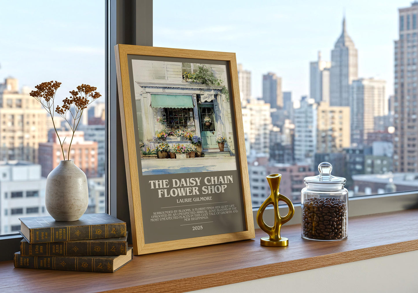 The Daisy Chain Flower Shop bookish book poster framed on wall – romance wall art