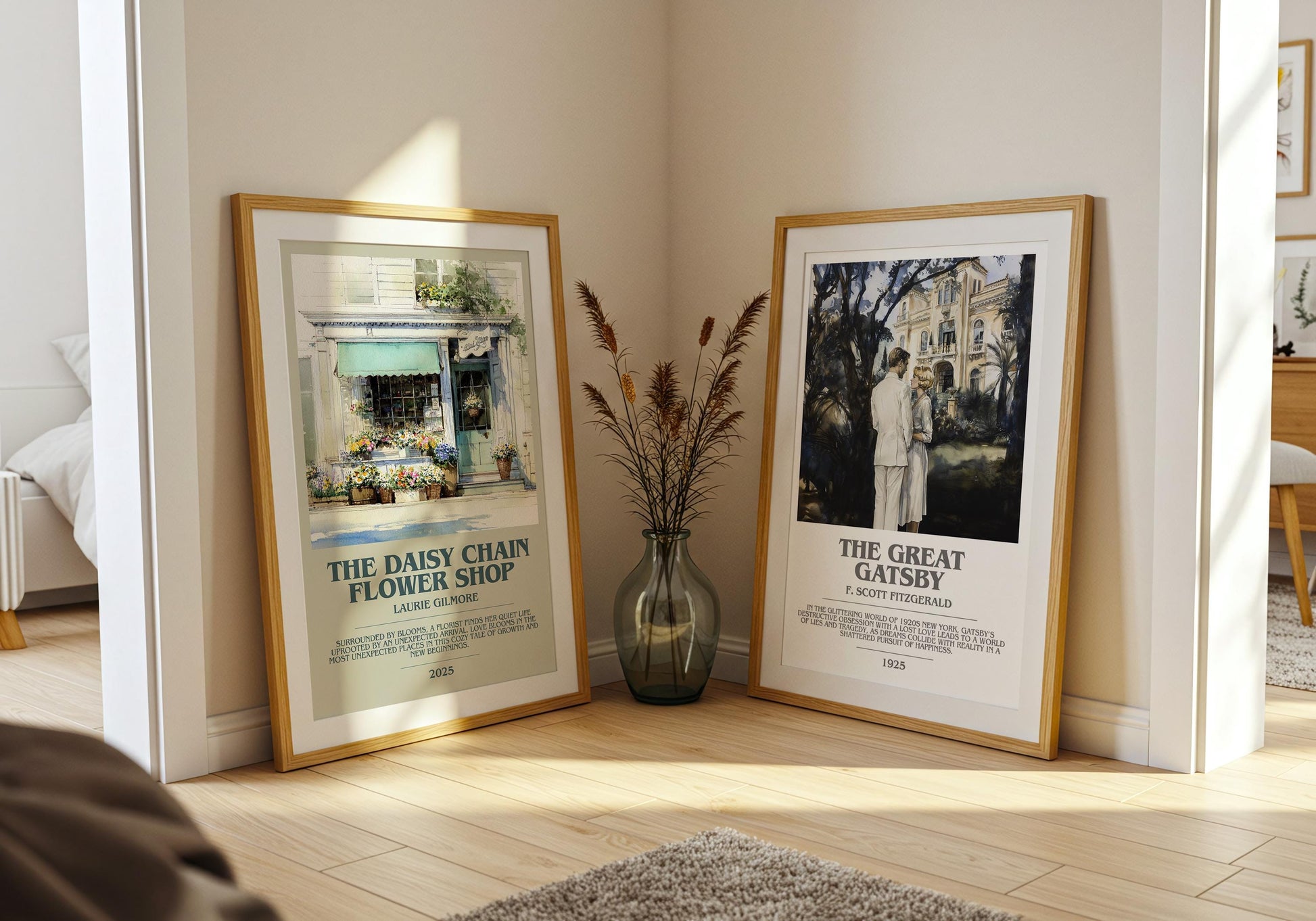 The Daisy Chain Flower Shop bookish poster paired in gallery wall – literary art prints