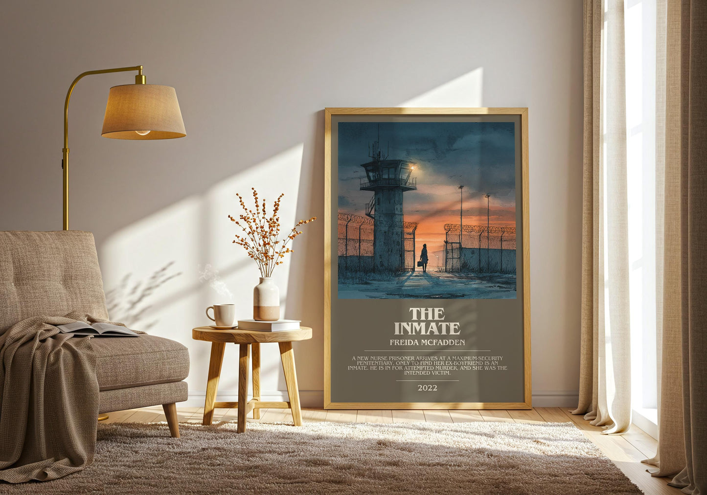 The Inmate bookish print on bookshelf – Freida McFadden fan gift