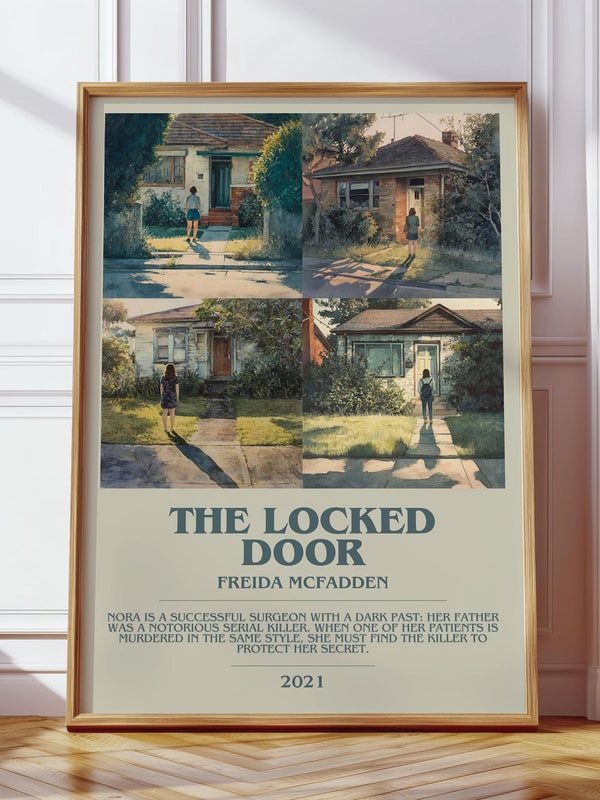 The Locked Door bookish print in frame leaning in hallway – non fiction wall art
