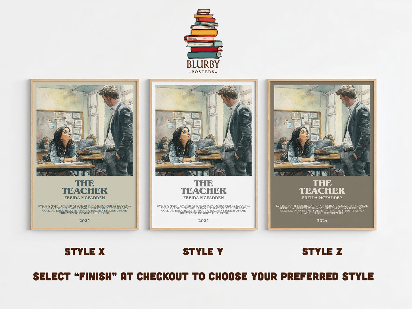The Teacher bookish poster colour and style options – Freida McFadden book art