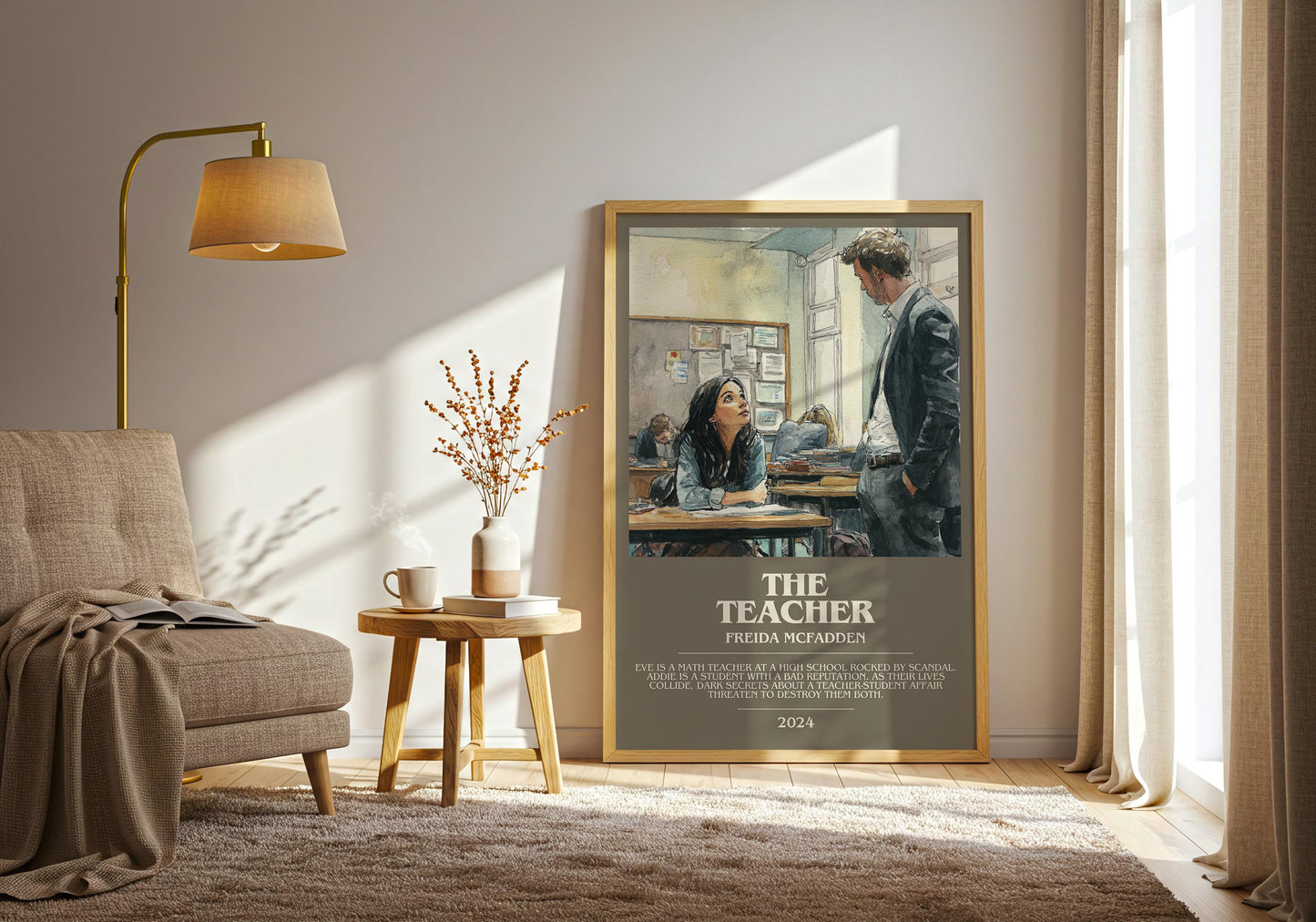 The Teacher bookish print on bookshelf – Freida McFadden fan gift