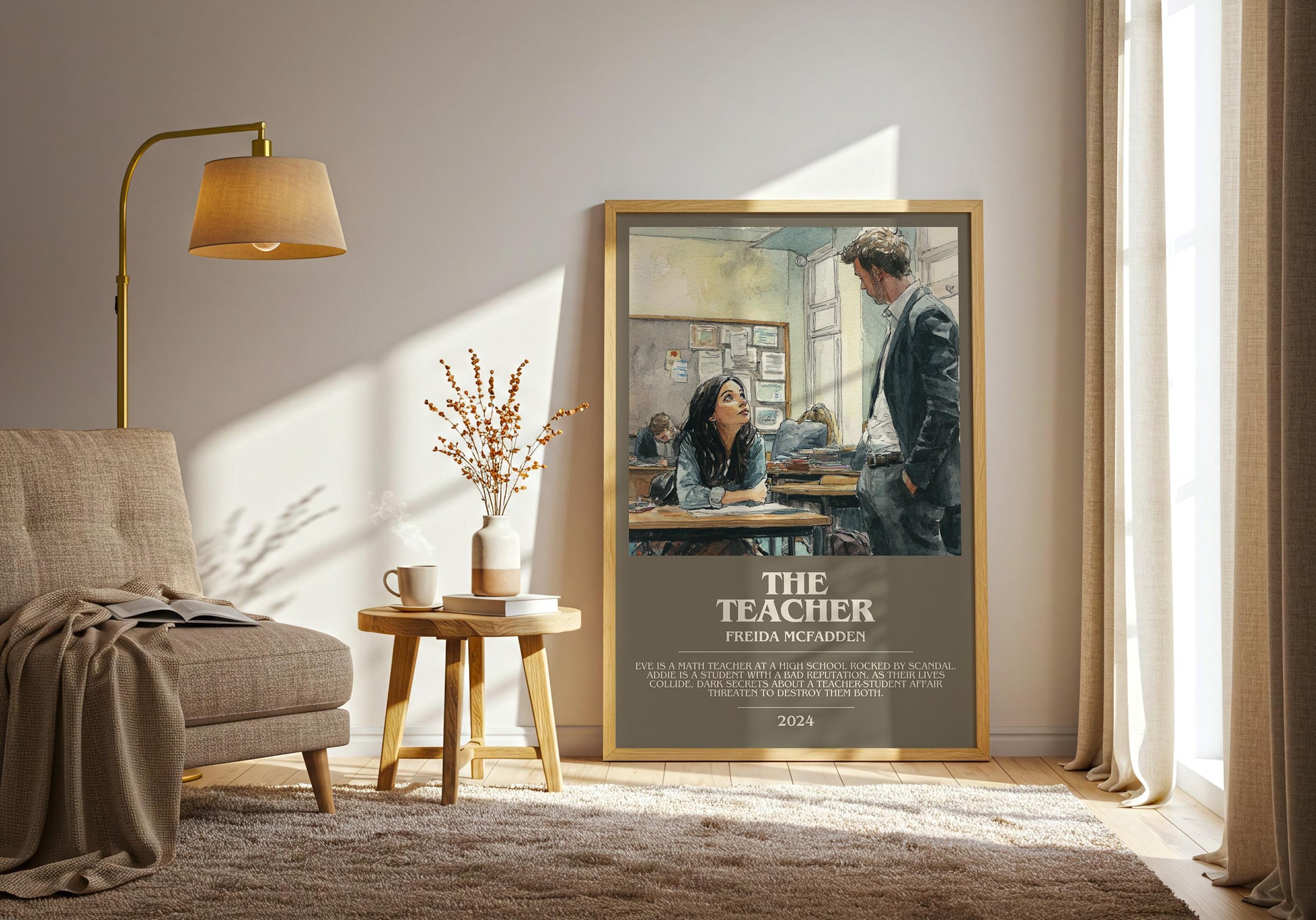 The Teacher bookish print on bookshelf – Freida McFadden fan gift