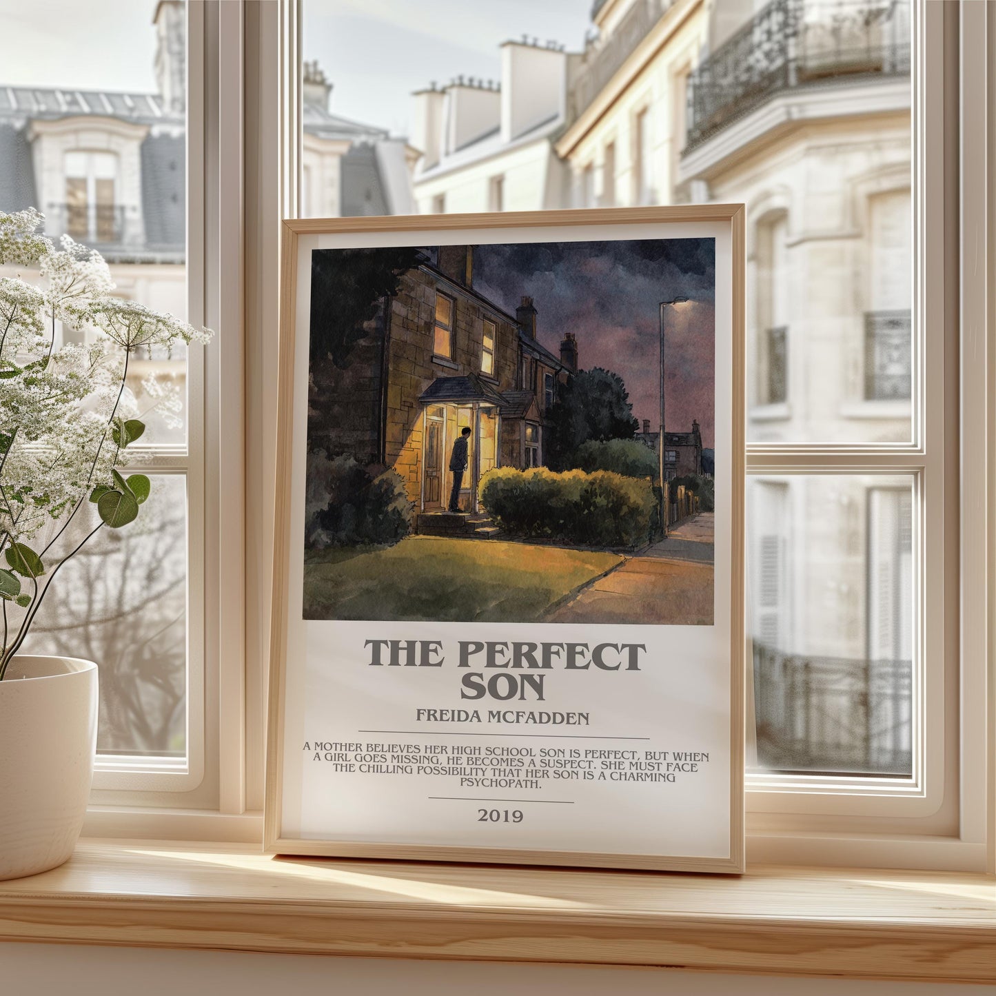 The Perfect Son bookish print framed by window – literary home decor