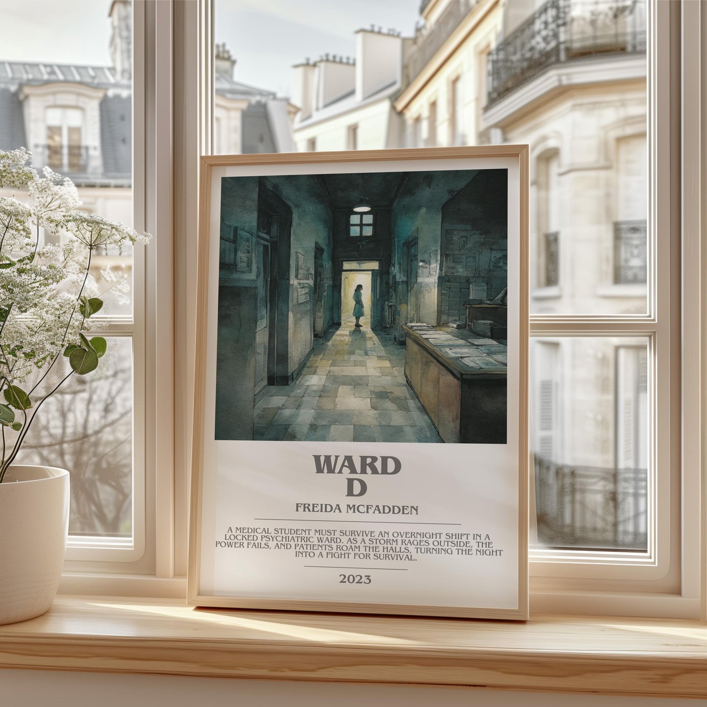 Ward D bookish print framed by window – literary home decor
