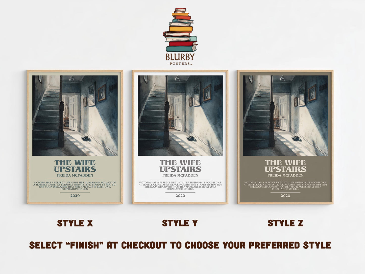 The Wife Upstairs bookish poster colour and style options – Freida Mcfadden book art