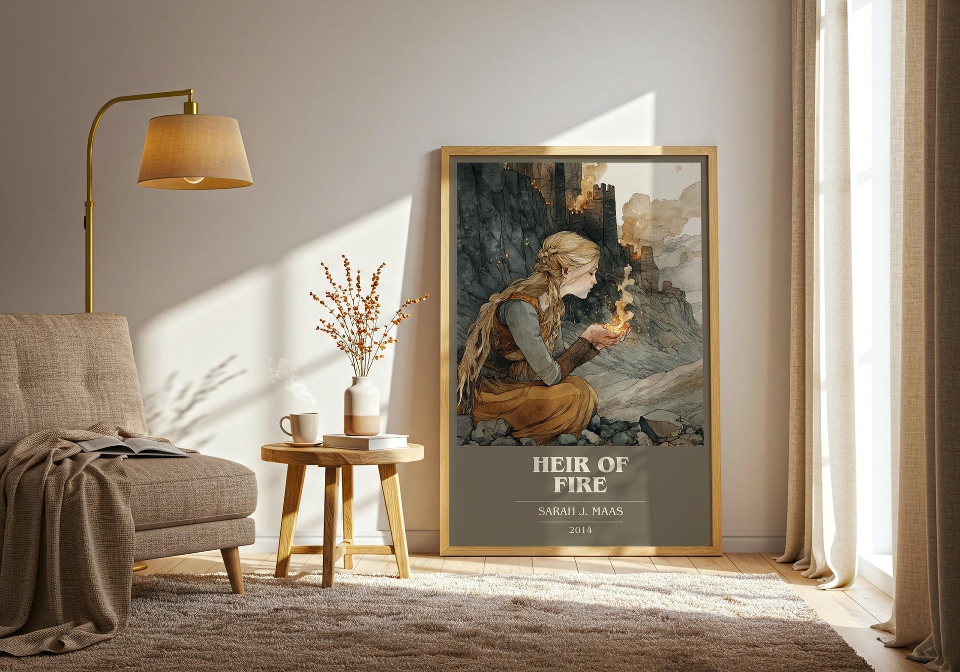 Heir of Fire book cover book poster framed on wall – fantasy wall art