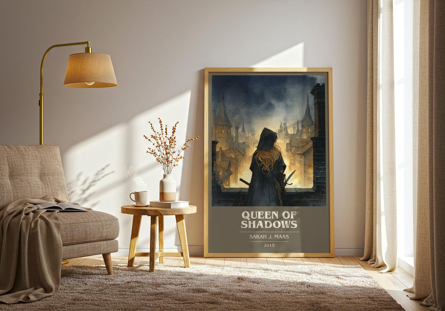 Queen of Shadows book cover book poster framed on wall – fantasy wall art
