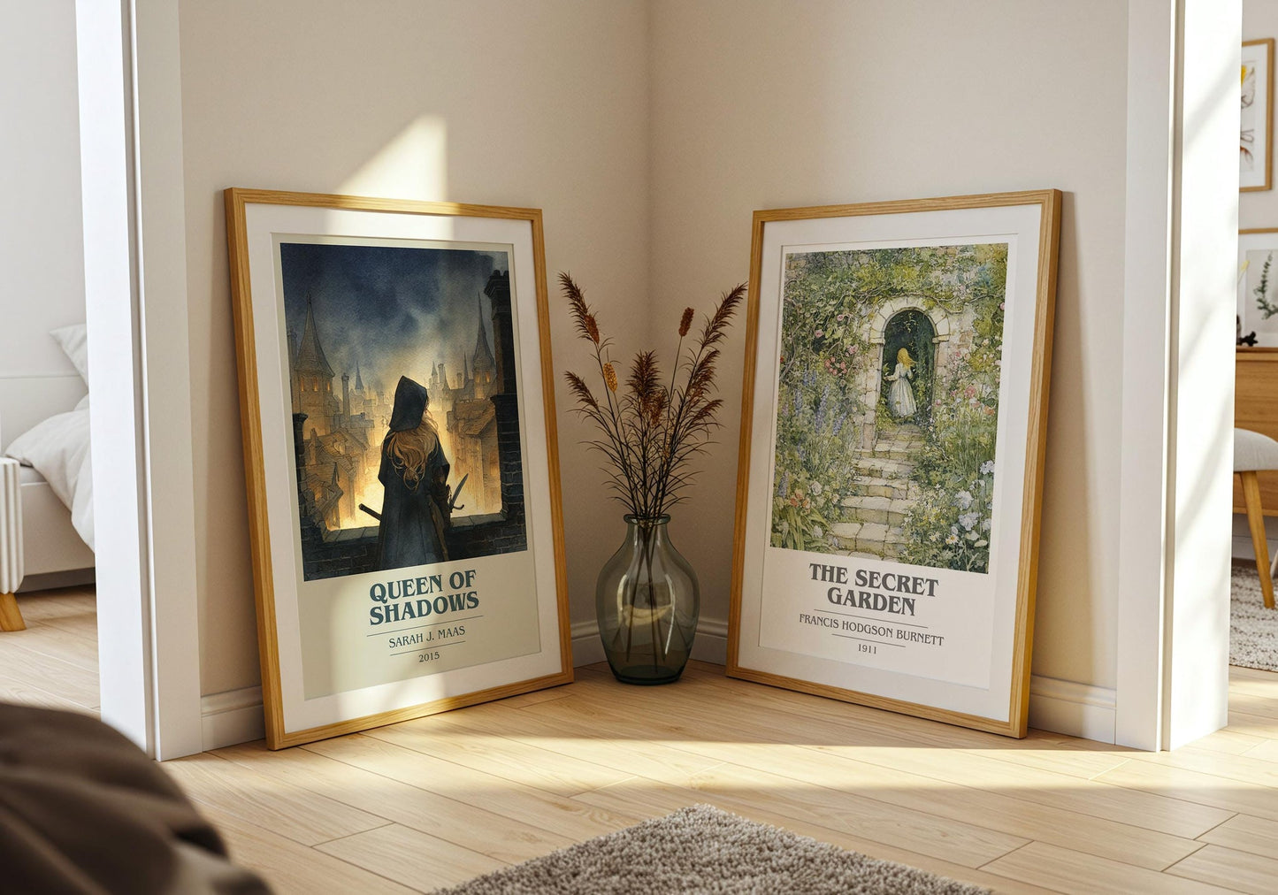 Queen of Shadows book cover print on bookshelf – Sarah J. Maas fan gift