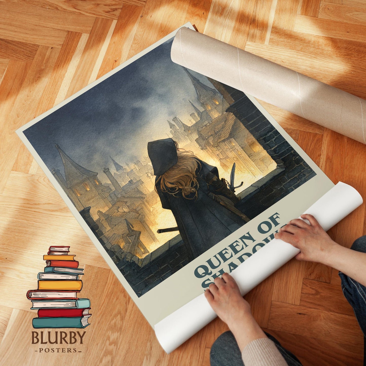 Queen of Shadows book cover poster paired in gallery wall – literary art prints