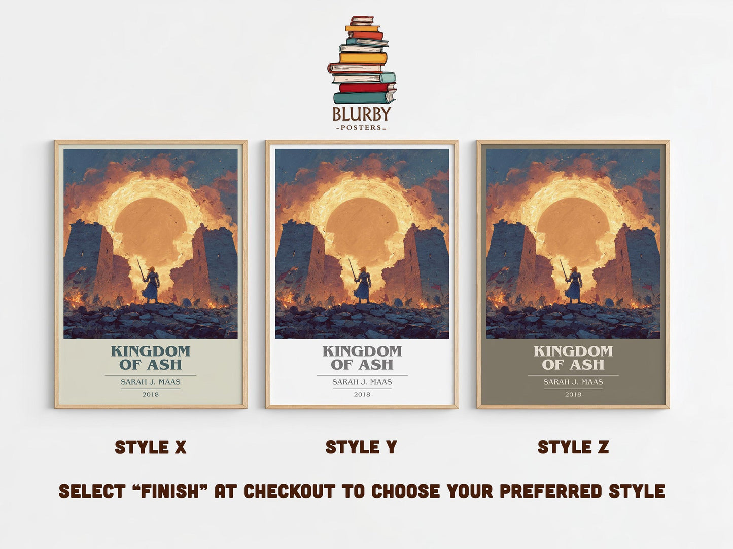 Kingdom of Ash book cover poster colour and style options – Sarah J. Maas book art