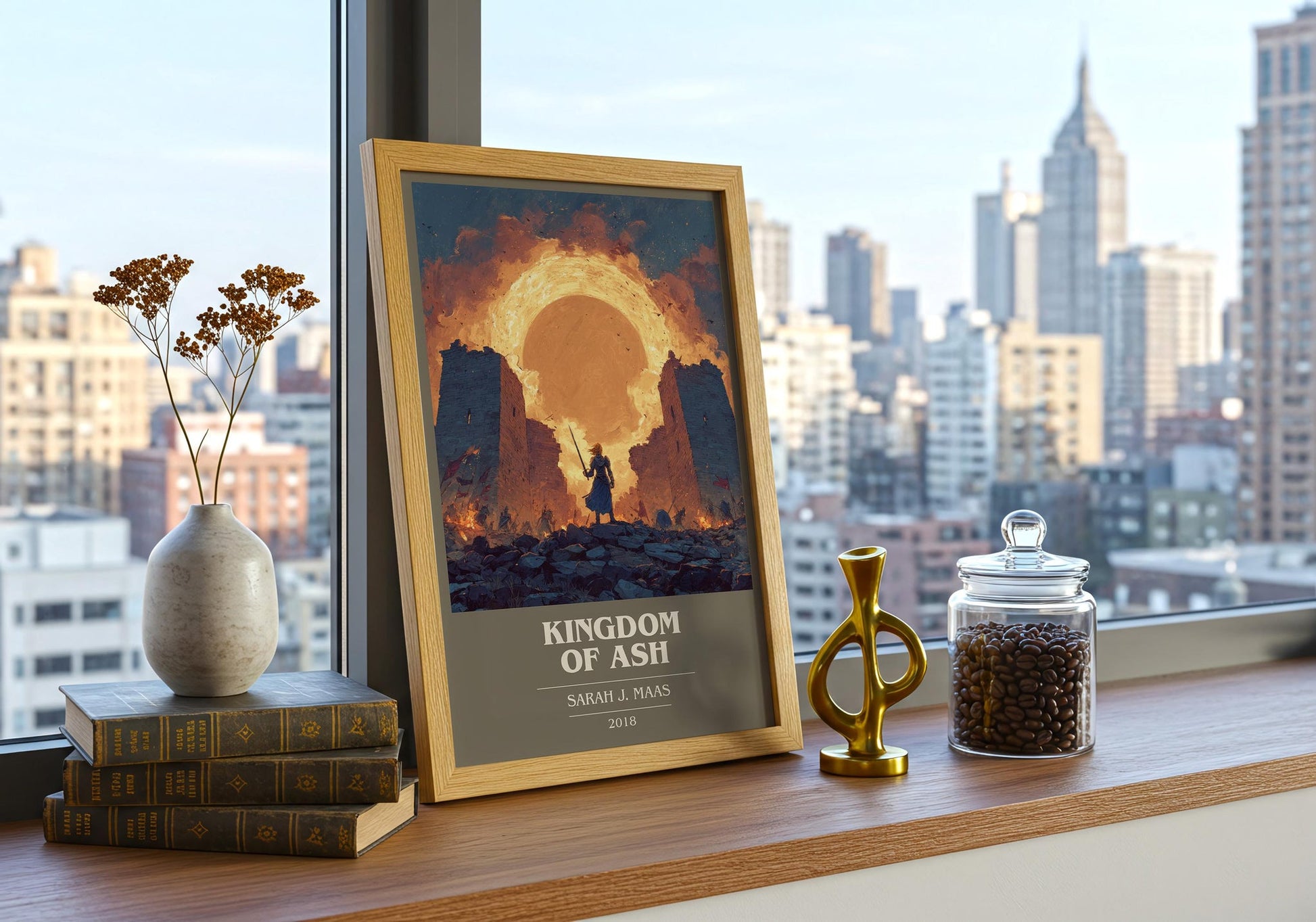 Kingdom of Ash book cover book poster framed on wall – fantasy wall art