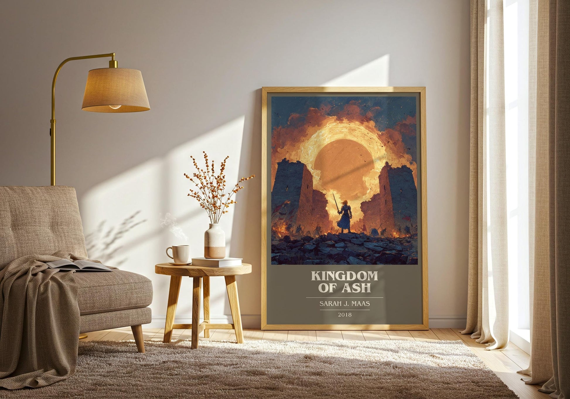 Kingdom of Ash book cover print on bookshelf – Sarah J. Maas fan gift