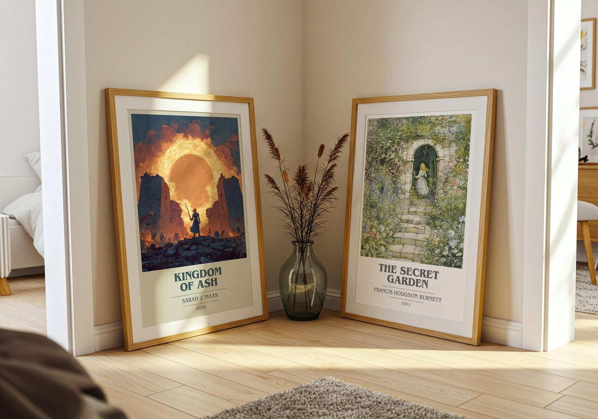 Kingdom of Ash book cover poster paired in gallery wall – literary art prints