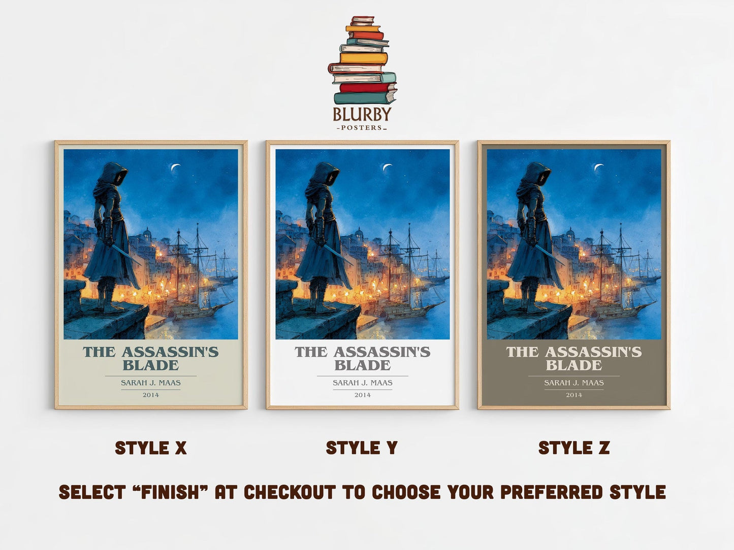 The Assassin's Blade book cover poster colour and style options – Sarah J. Maas book art