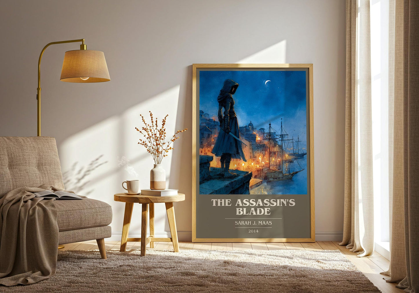 The Assassin's Blade book cover print on bookshelf – Sarah J. Maas fan gift