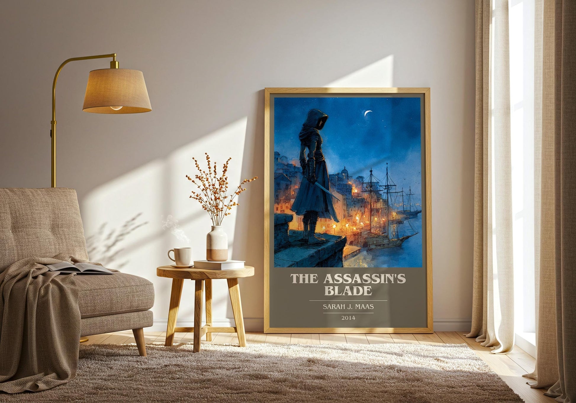 The Assassin's Blade book cover print on bookshelf – Sarah J. Maas fan gift