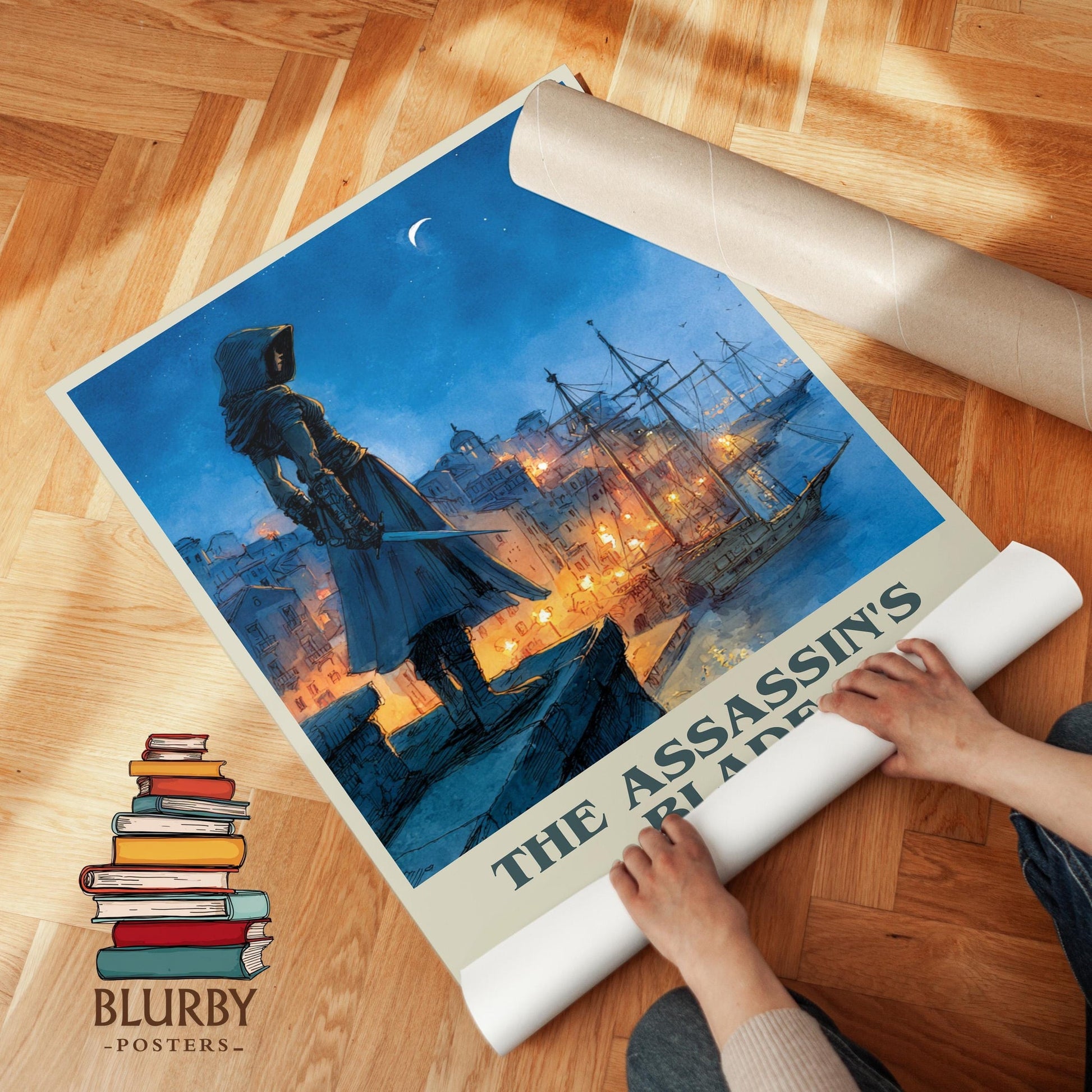 The Assassin's Blade book poster packaging – museum-quality print rolled in protective tube