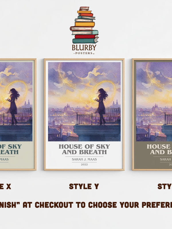 House of Sky and Breath book cover print in frame leaning in hallway – fantasy wall art