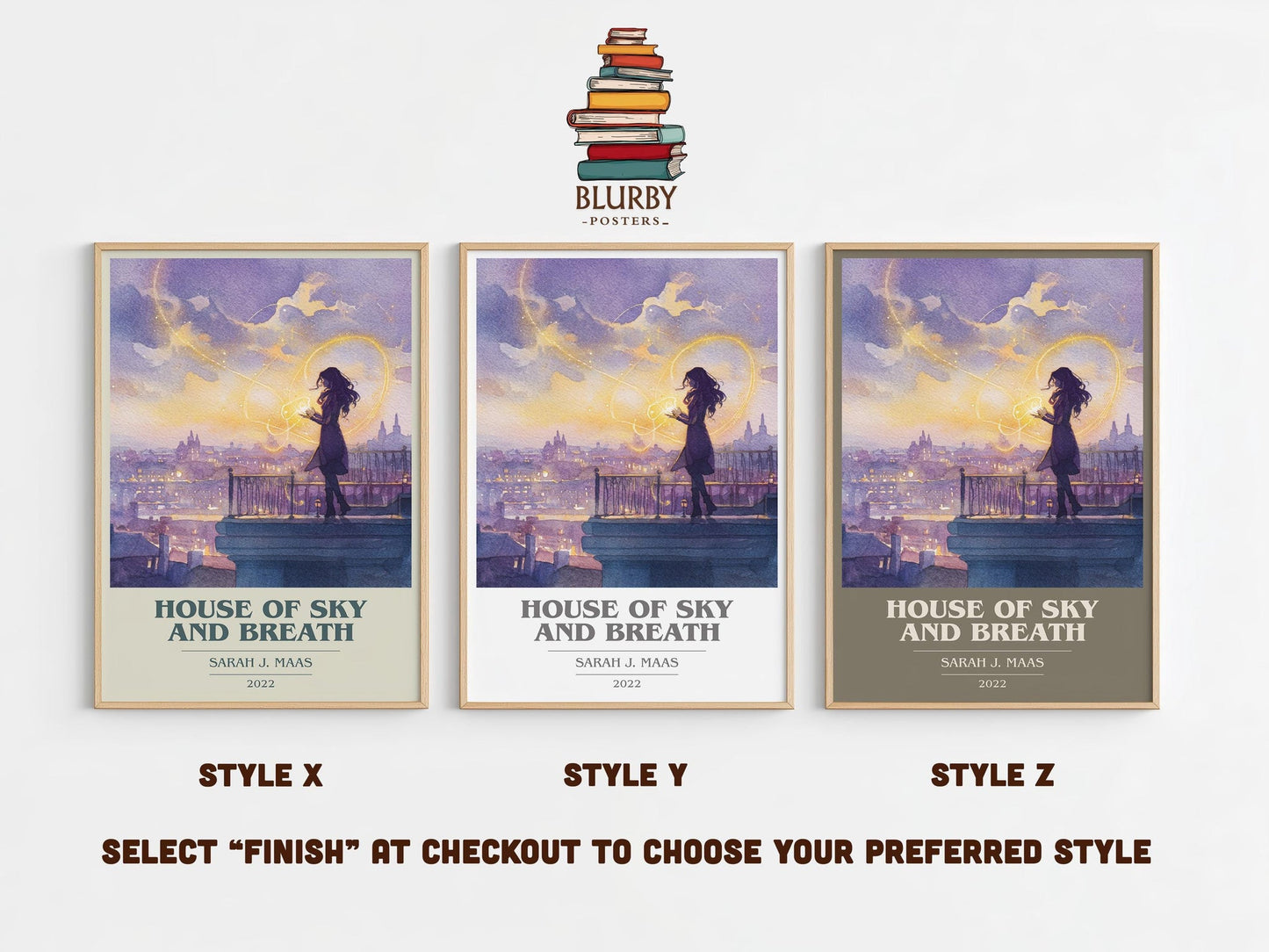 House of Sky and Breath book cover print in frame leaning in hallway – fantasy wall art