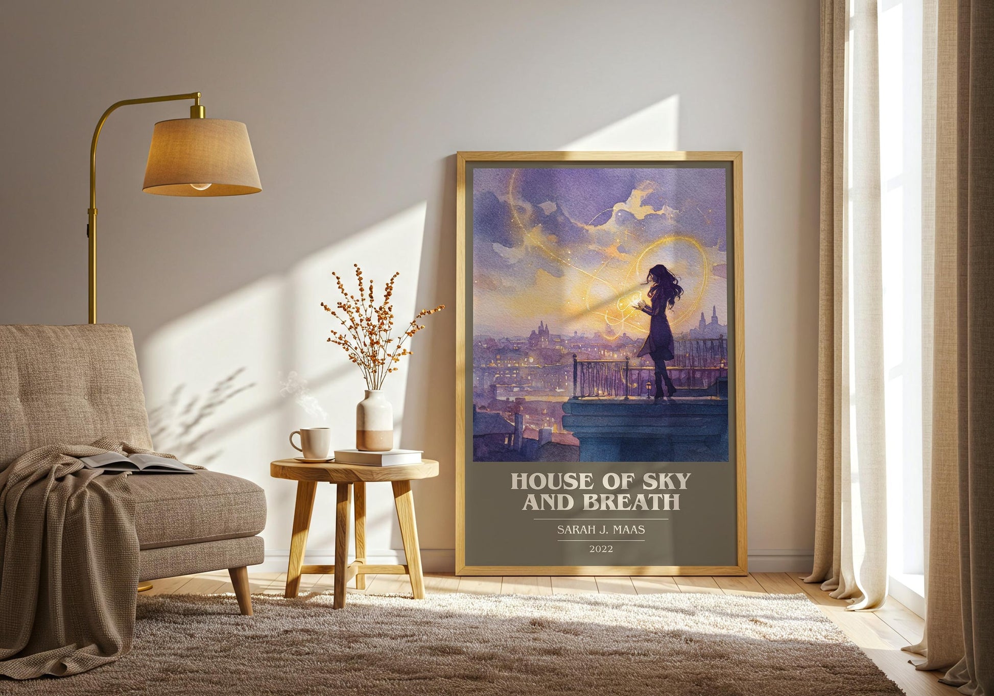 House of Sky and Breath book cover book poster framed on wall – fantasy wall art