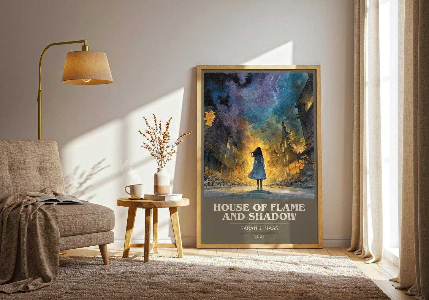 House Of Flame And Shadow book cover book poster framed on wall – fantasy wall art