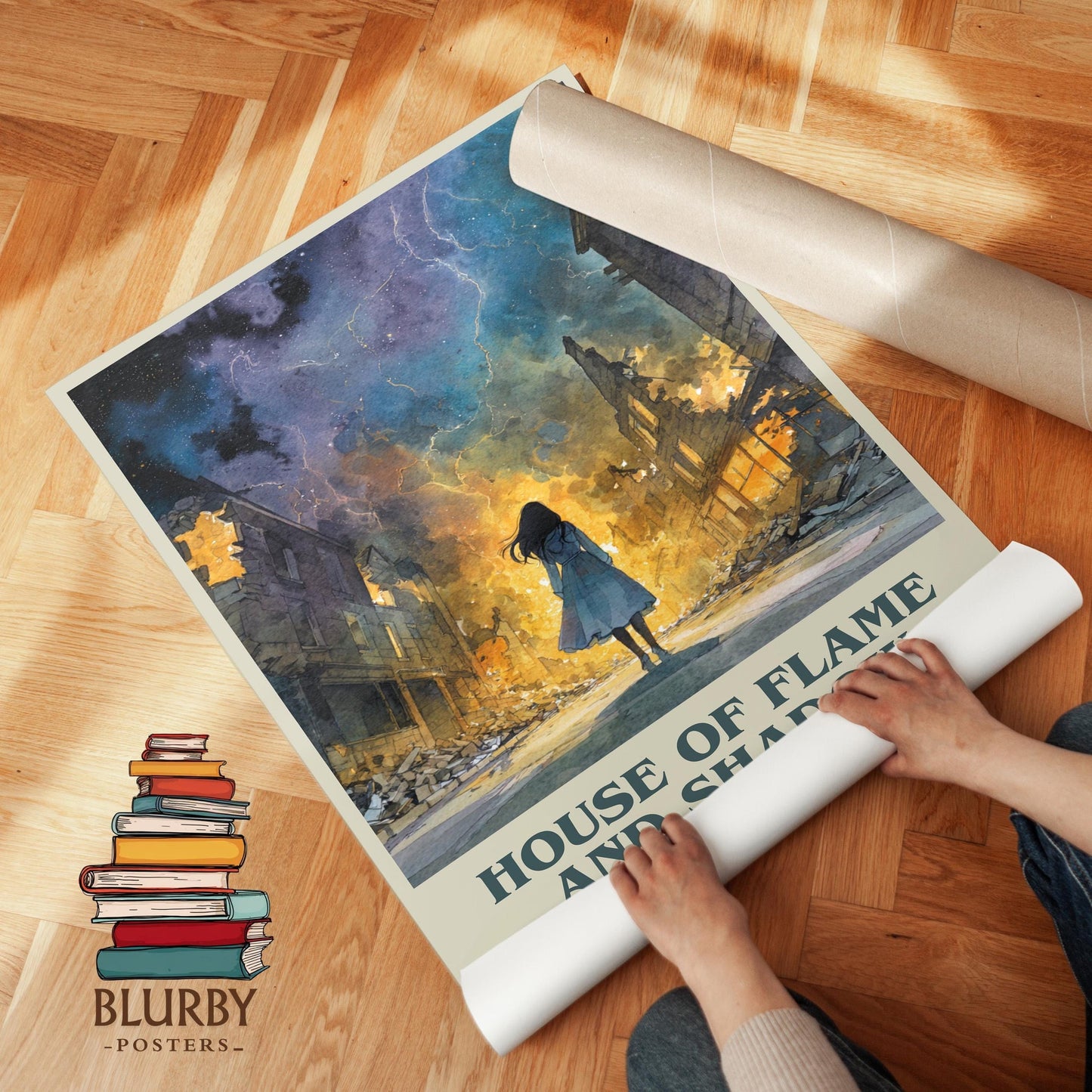 House Of Flame And Shadow book cover poster paired in gallery wall – literary art prints
