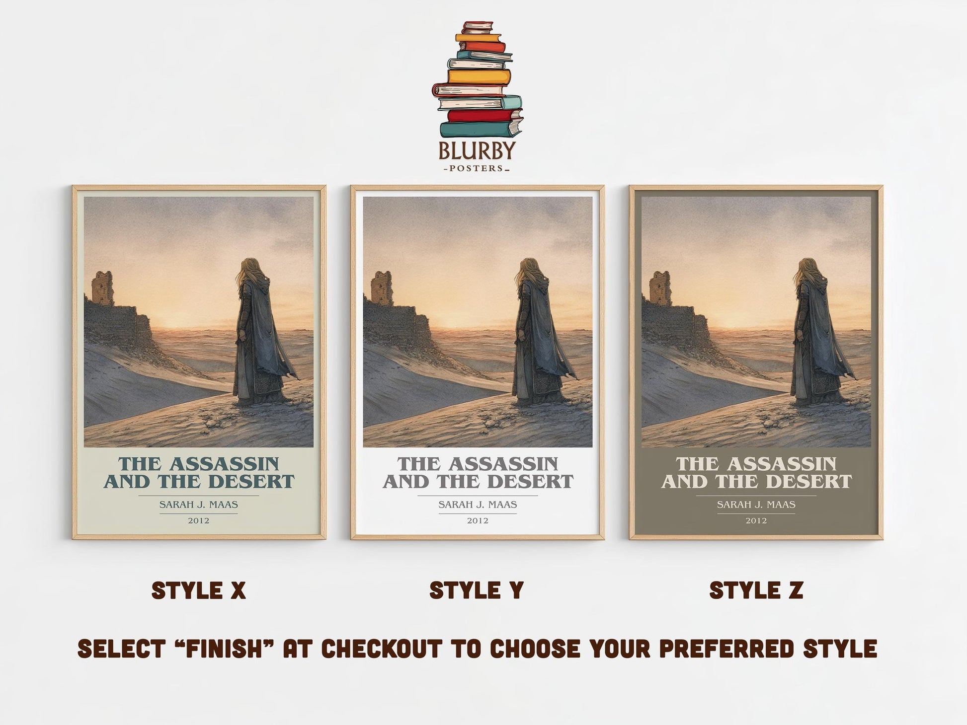 The Assassin And The Desert book cover poster colour and style options – Sarah J. Maas book art
