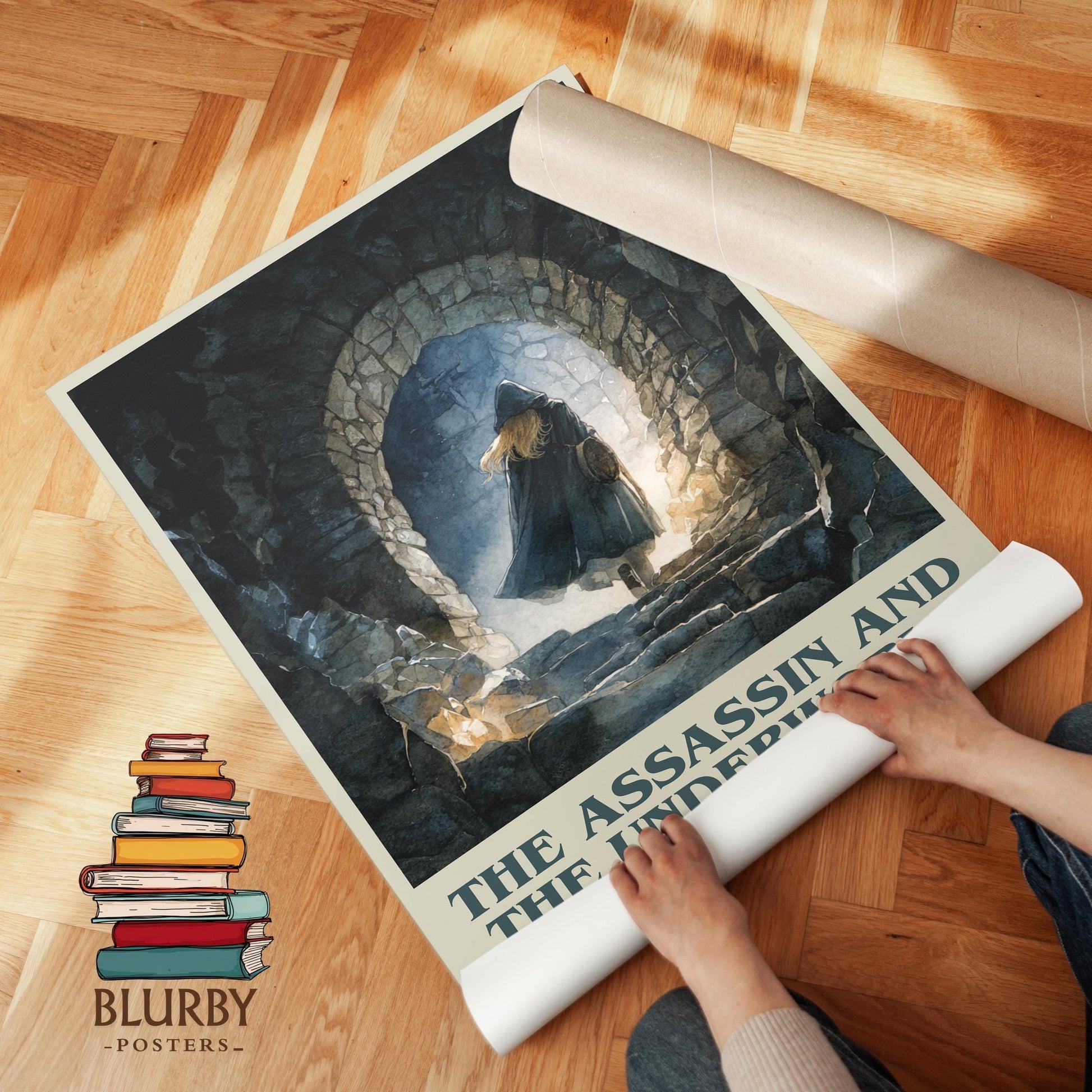The Assassin And The Underworld book cover poster paired in gallery wall – literary art prints